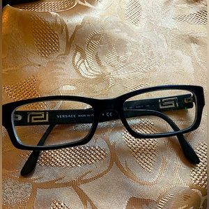 Versace 3102 Womens Black Full Rim Eyeglasses with Gold Logo